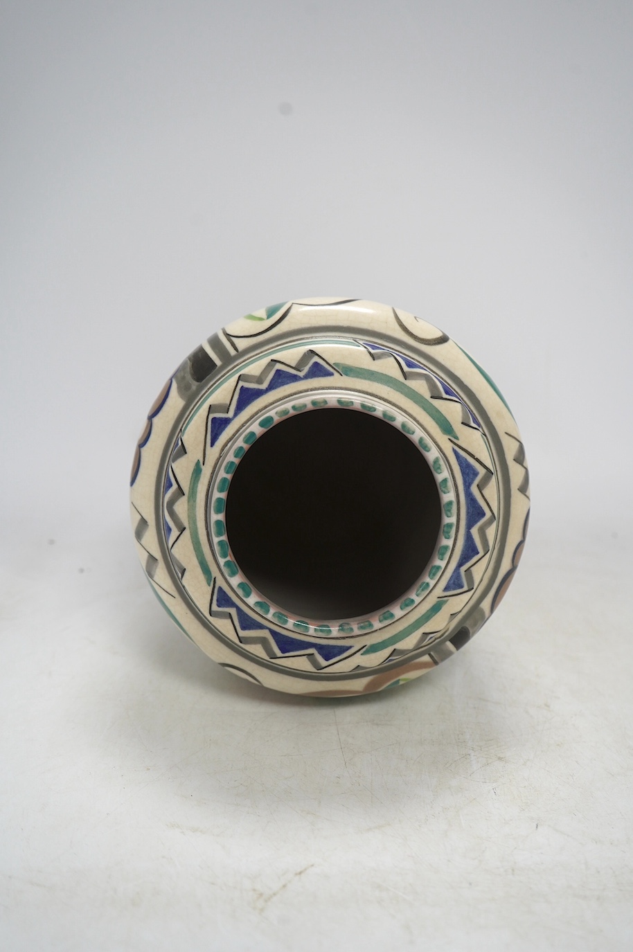 A 1930’s Carter Stabler Adams Poole vase, shape 966 PU pattern, 25cm high. Condition - very fine all over crazing